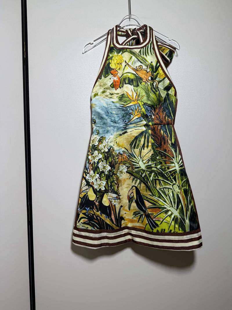 Alemais Tropical-Print Halterneck Mini Dress — صورة 1