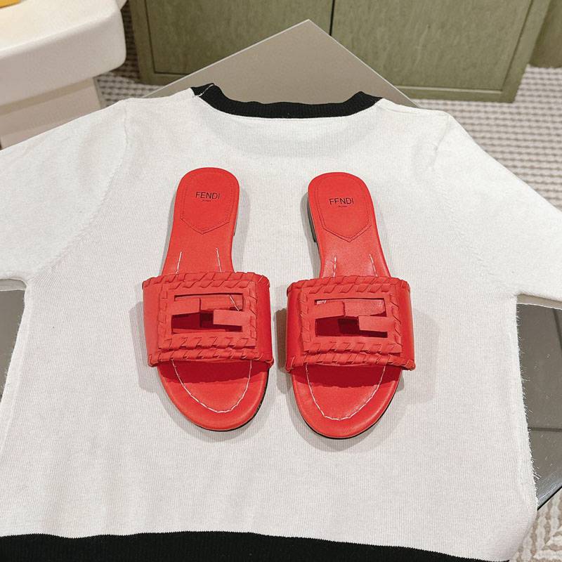 FENDI FF Raffia Slides — صورة 1