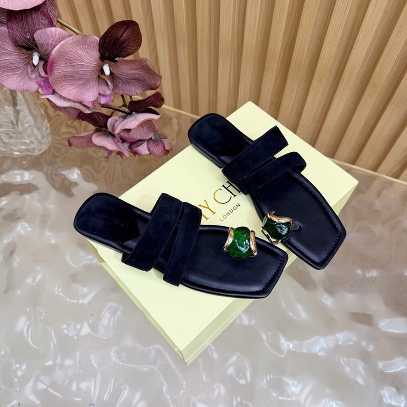 Jimmy Choo Crystal-Buckle Flat Slides — صورة 1
