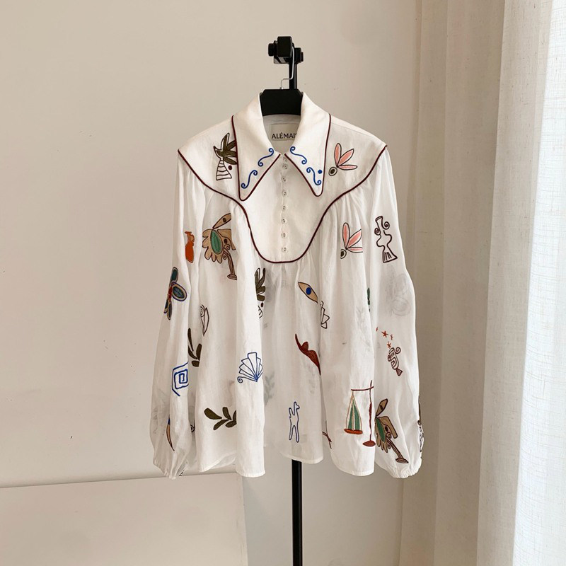 Alemais Embroidered Statement-Collar Shirt — صورة 1