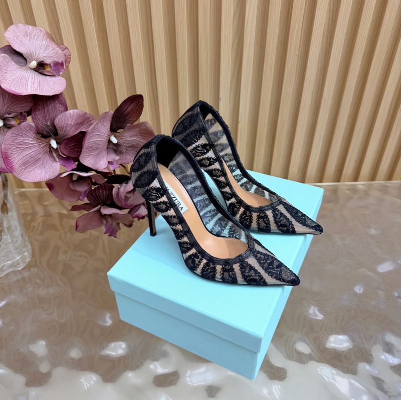 Aquazzura Mon Amour Embroidered Mesh Pumps — صورة 1