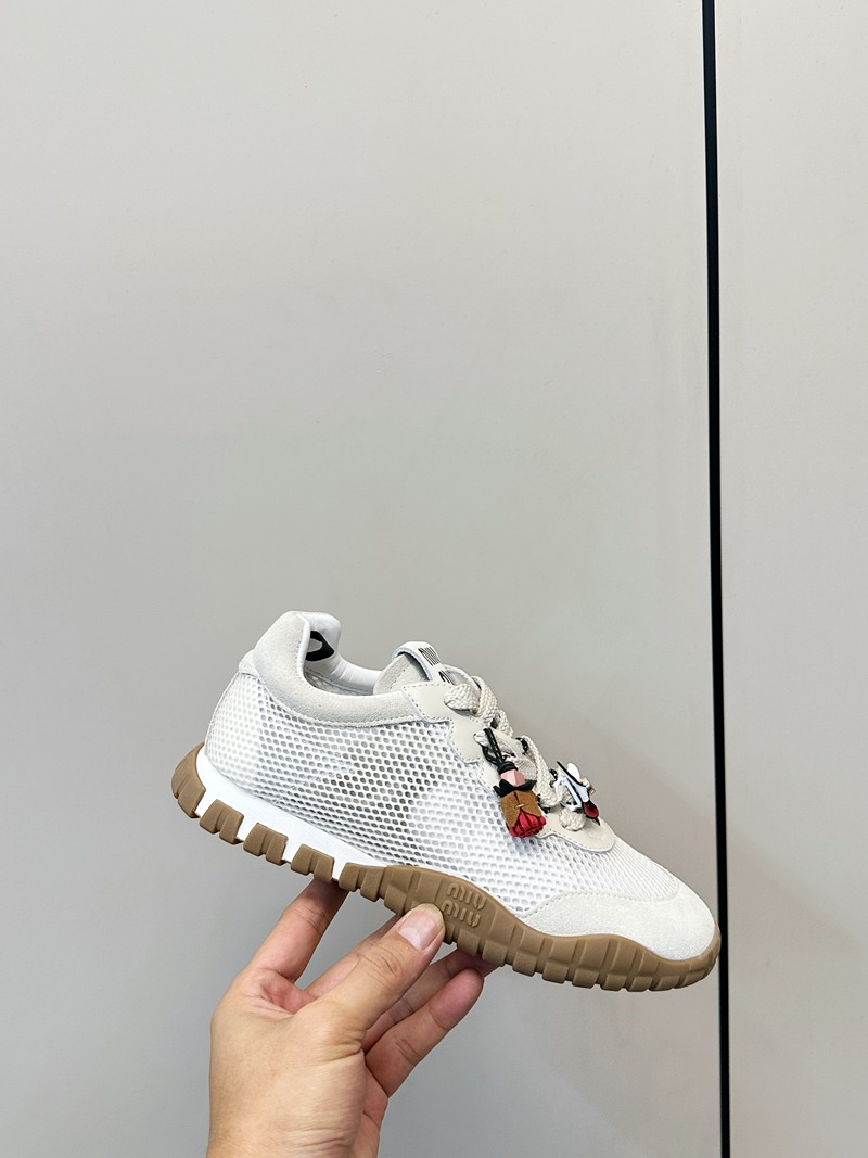 Miu Miu Plume Technical Fabric And Suede Sneakers — صورة 1