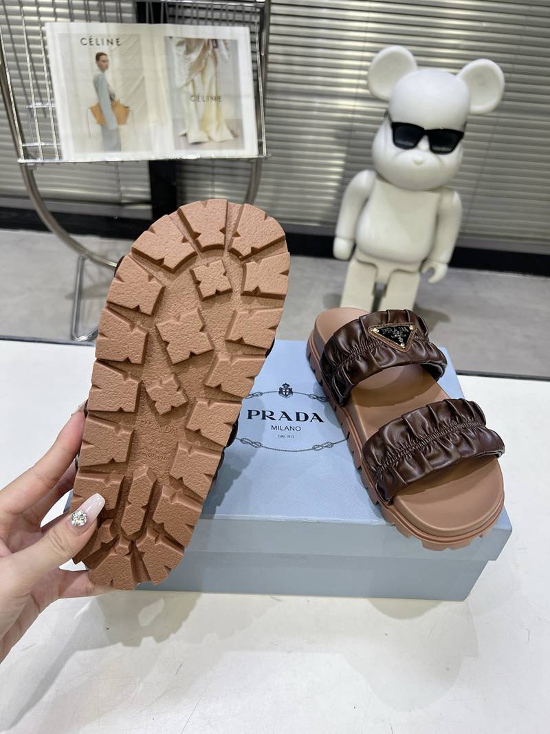 Prada Raffia Platform Slides — صورة 1