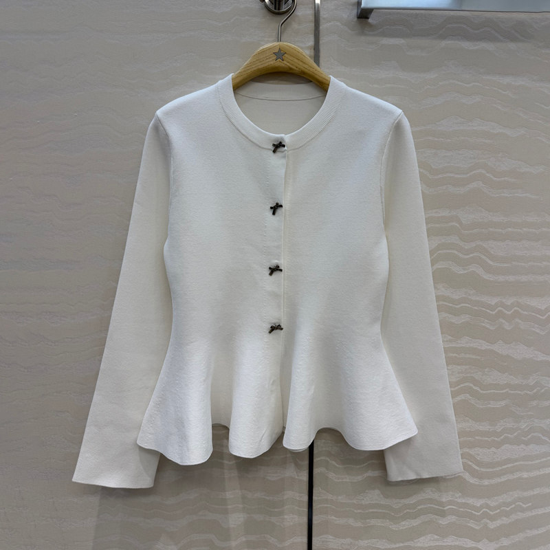 Dior Bow-Button Peplum Cardigan — صورة 1